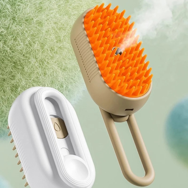 Cepillo de Vapor 3 en 1 para Gatos y Perros | Herramienta Multifuncional para Aseo, Desenredado y Reducción de Muda