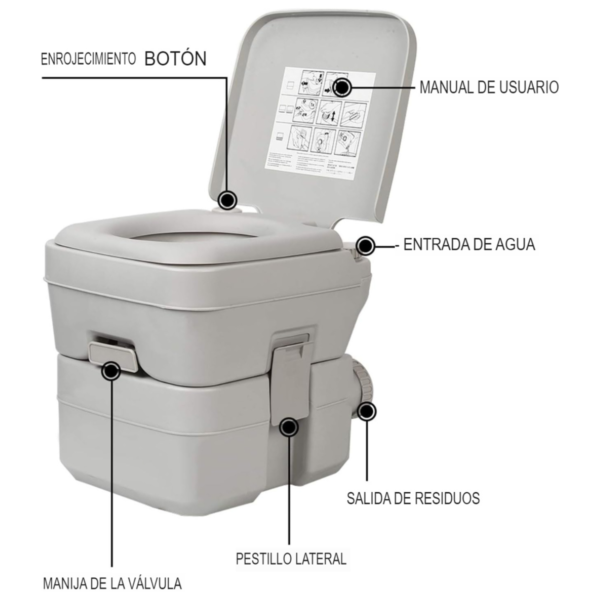 Inodoro Portátil de Gran Capacidad para Camping y Aventuras | Compacto, Resistente y Versátil - Imagen 2